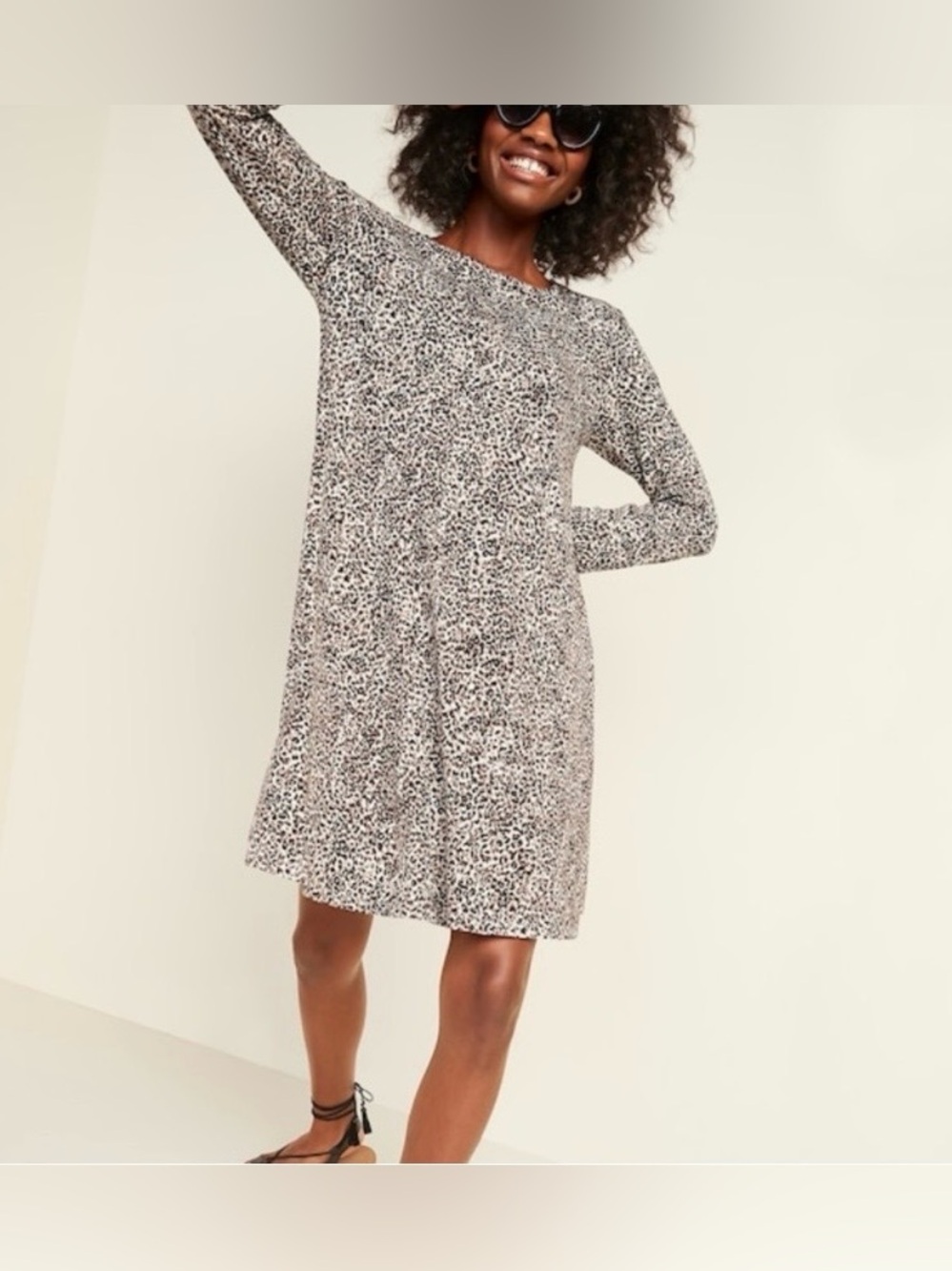 NWOT - Old Navy Leopard Print Jersey Knit Swing Dress L